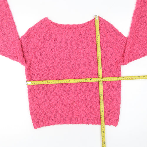 H&M Women Pink Chunky Knit Pullover Jumper Size 10