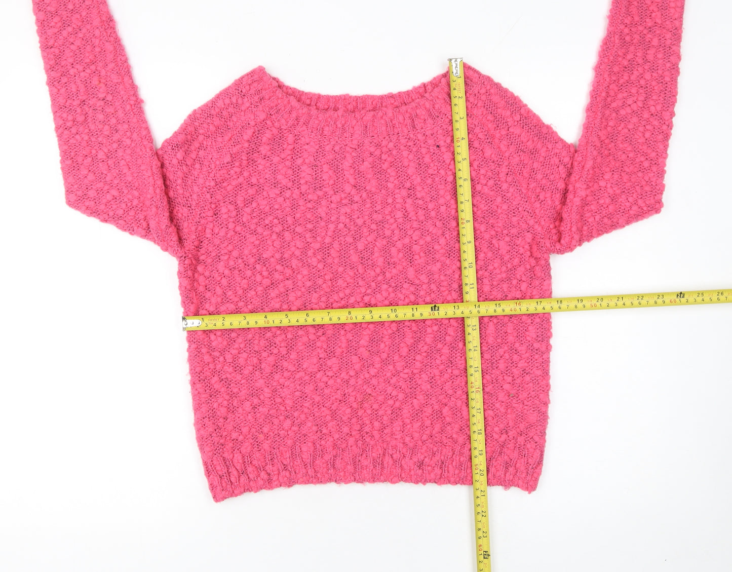 H&M Women Pink Chunky Knit Pullover Jumper Size 10