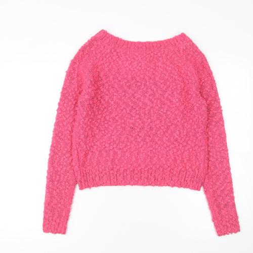 H&M Women Pink Chunky Knit Pullover Jumper Size 10