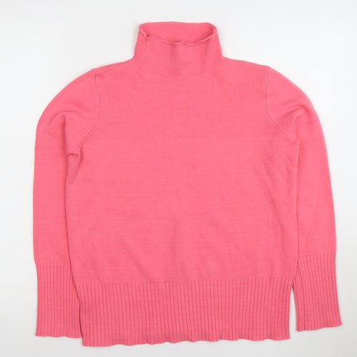 French Connection Womens Pink Roll Neck Cotton Jumper M