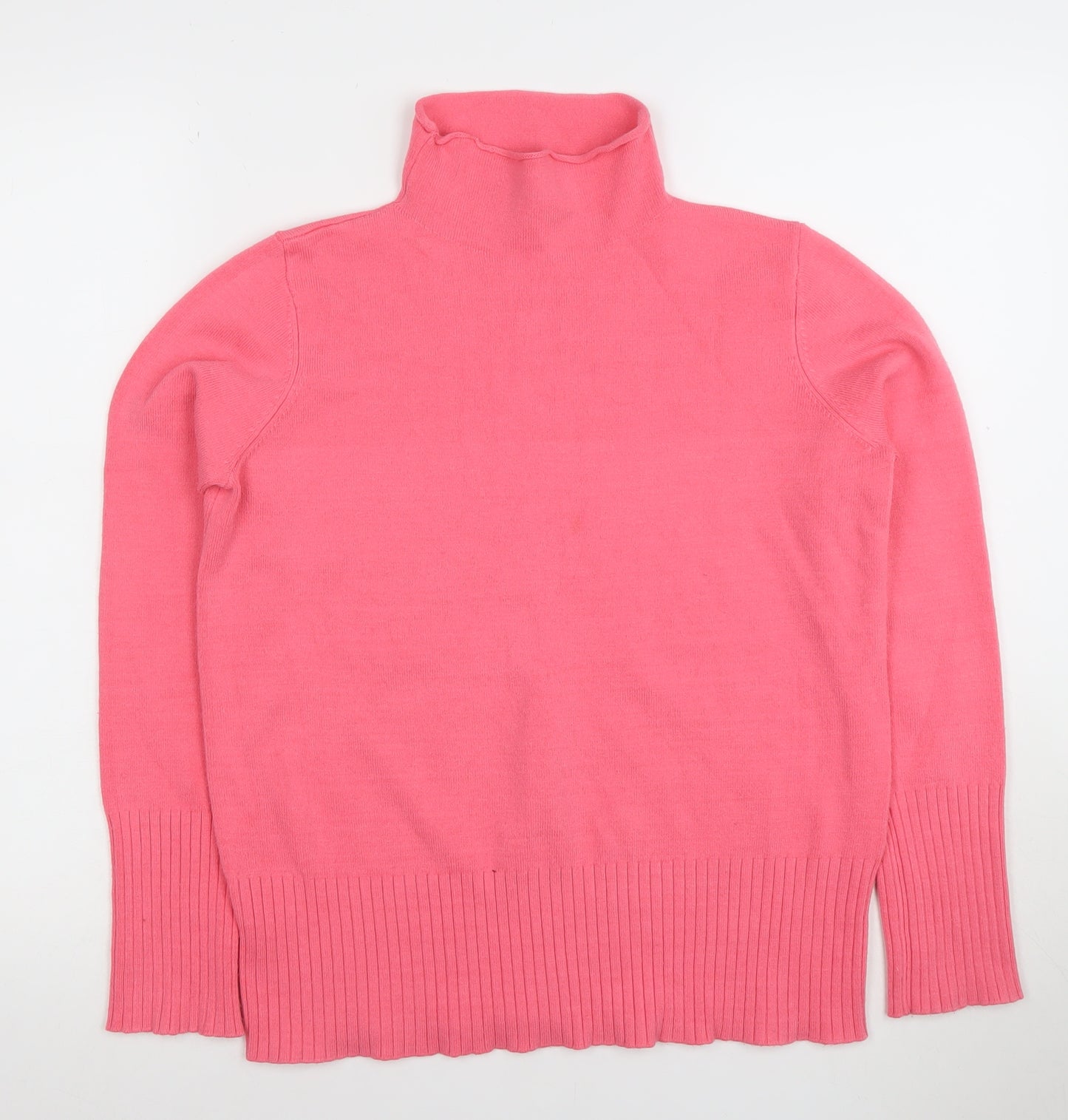 French Connection Womens Pink Roll Neck Cotton Jumper M
