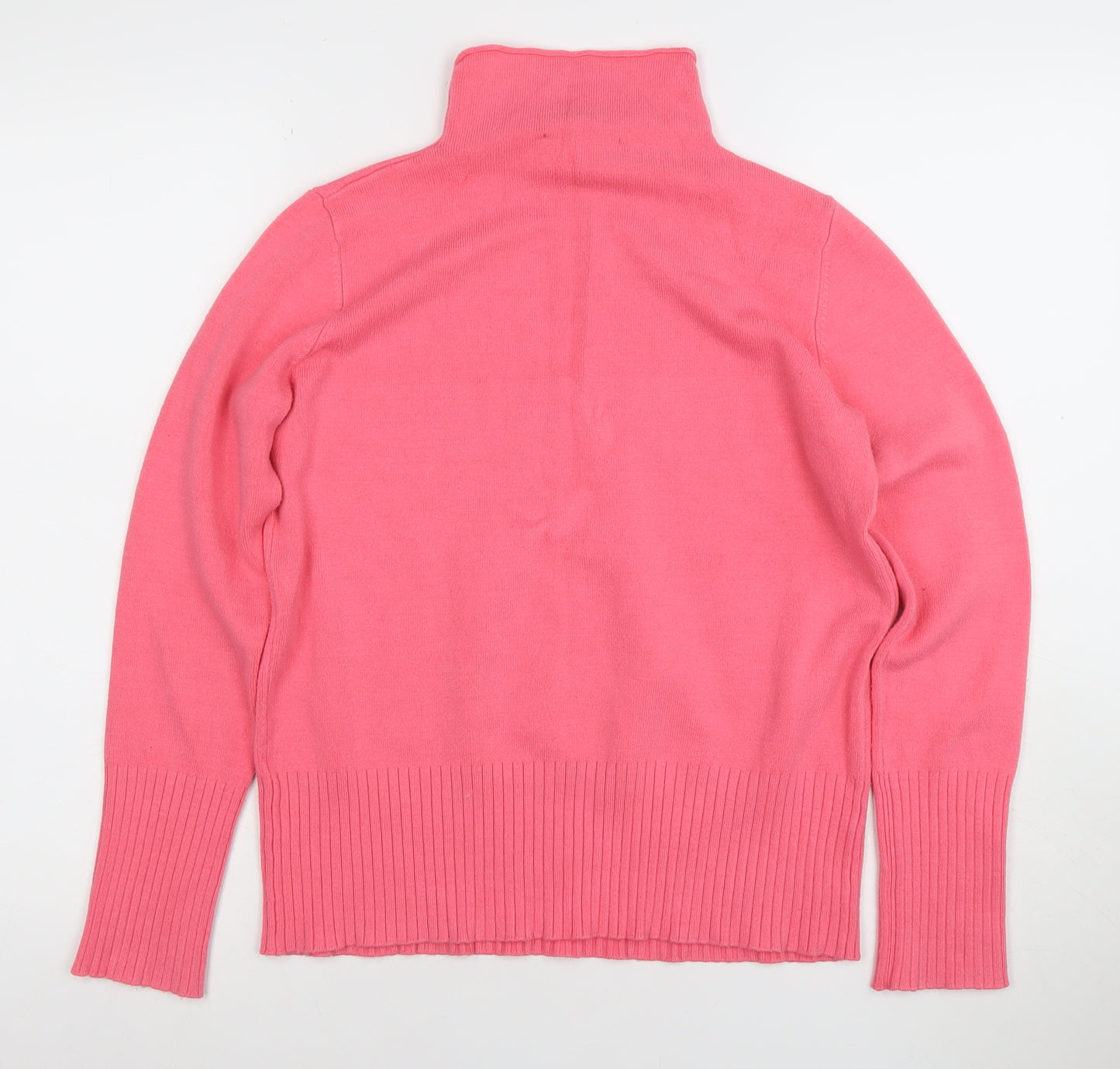 French Connection Womens Pink Roll Neck Cotton Jumper M