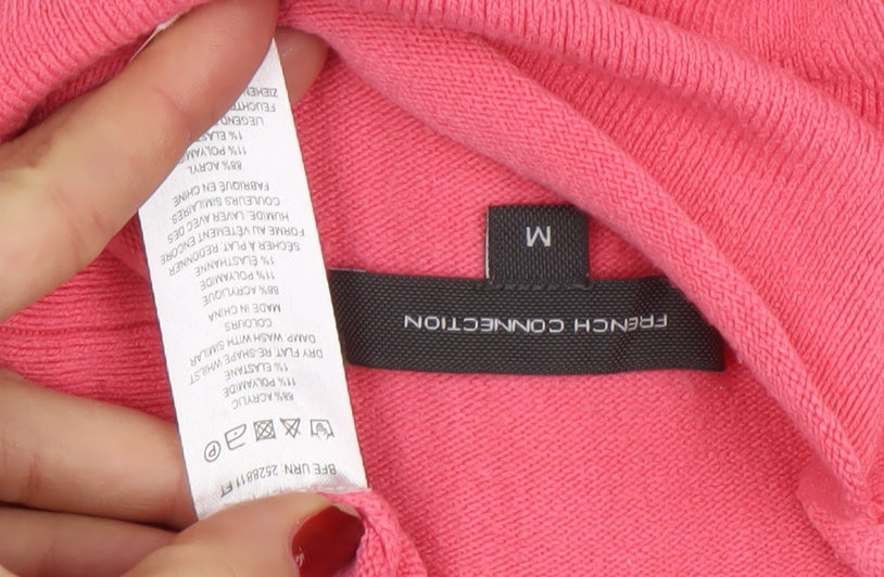 French Connection Womens Pink Roll Neck Cotton Jumper M