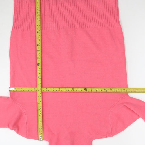 French Connection Womens Pink Roll Neck Cotton Jumper M