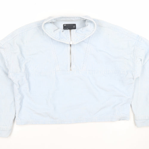 ASOS DESIGN Women Blue Corduroy Cropped Half Zip Jacket Size 6