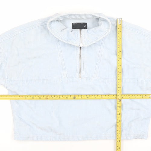 ASOS DESIGN Women Blue Corduroy Cropped Half Zip Jacket Size 6