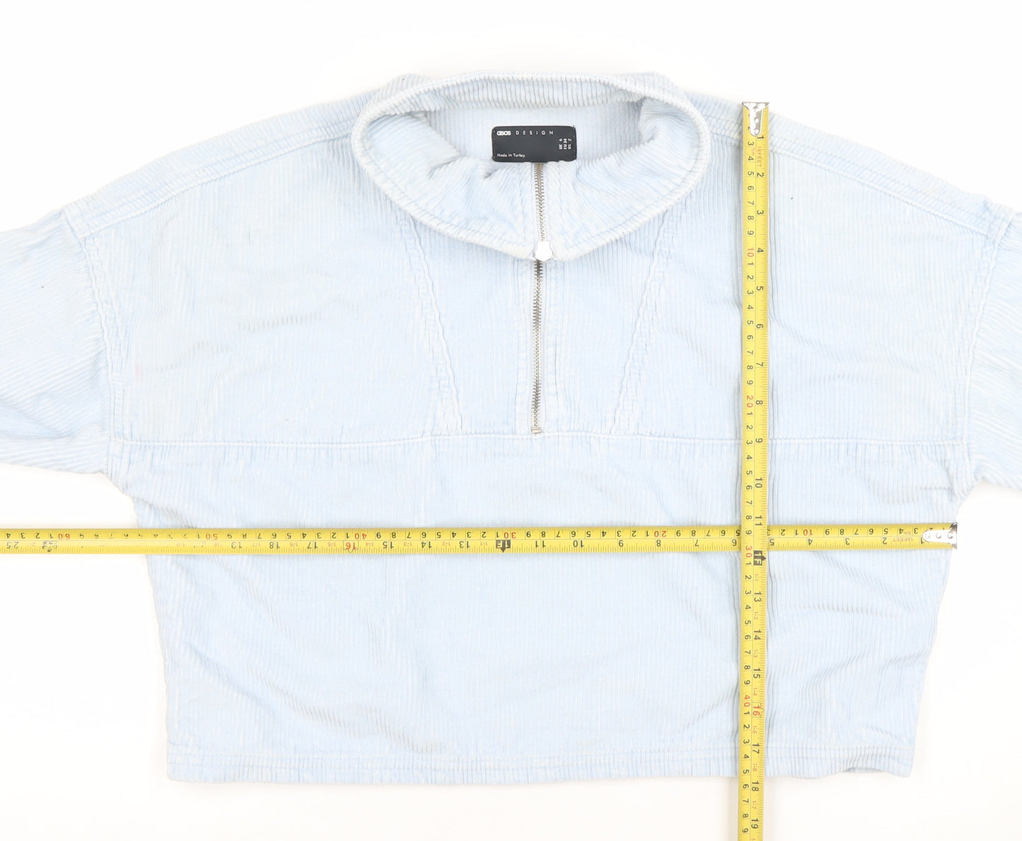 ASOS DESIGN Women Blue Corduroy Cropped Half Zip Jacket Size 6