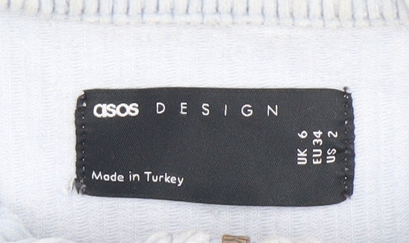 ASOS DESIGN Women Blue Corduroy Cropped Half Zip Jacket Size 6
