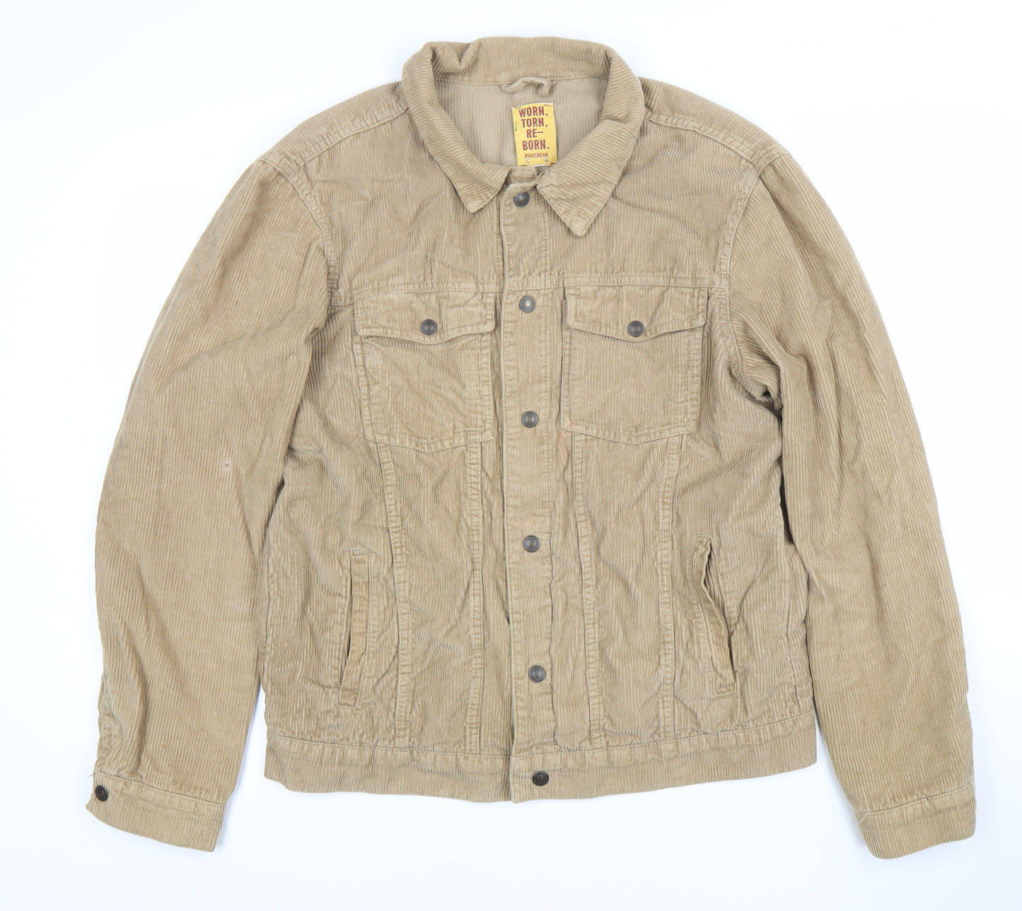 Pull & Bear Women's Beige Corduroy Jacket XL Classic Casual