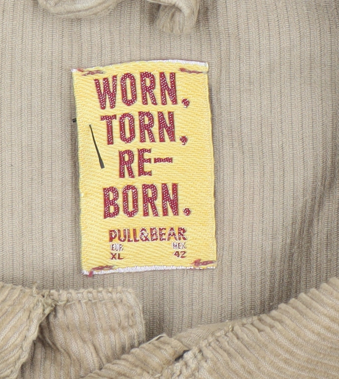 Pull & Bear Women's Beige Corduroy Jacket XL Classic Casual