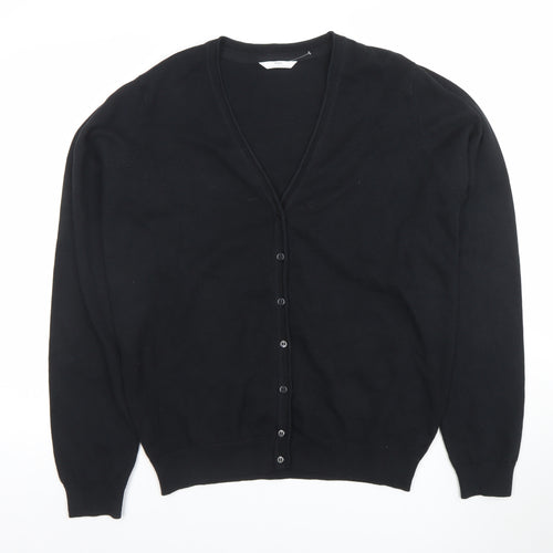 Marks and Spencer Boys Black Cotton Cardigan 16-17 Years Button Front