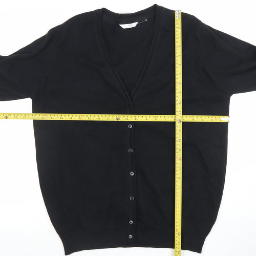 Marks and Spencer Boys Black Cotton Cardigan 16-17 Years Button Front
