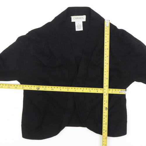 Carmen Marc Valvo Women's Black L Knit Open Cardigan