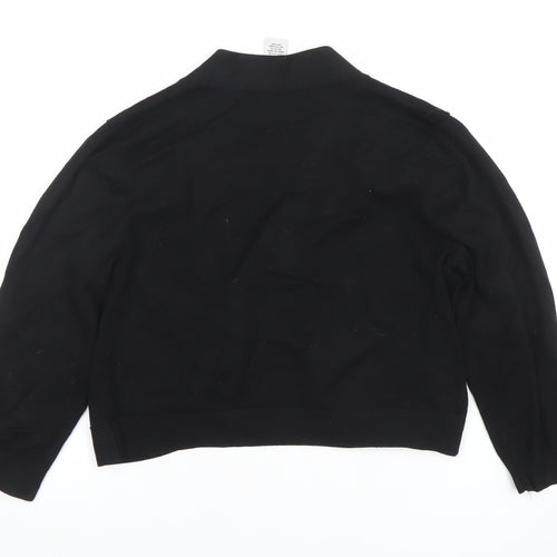 Carmen Marc Valvo Women's Black L Knit Open Cardigan