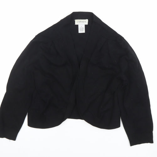 Carmen Marc Valvo Women's Black L Knit Open Cardigan