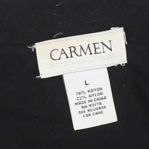 Carmen Marc Valvo Women's Black L Knit Open Cardigan