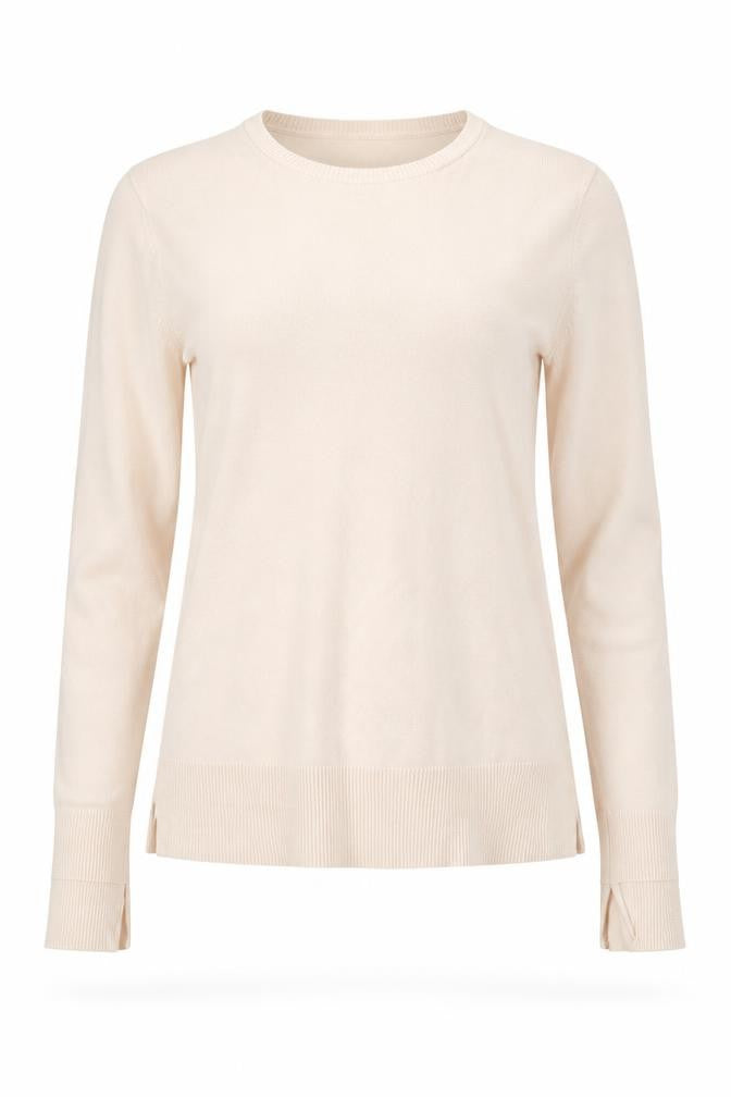 Mango Women’s Beige Cotton Crew Neck Long Sleeve Jumper XS