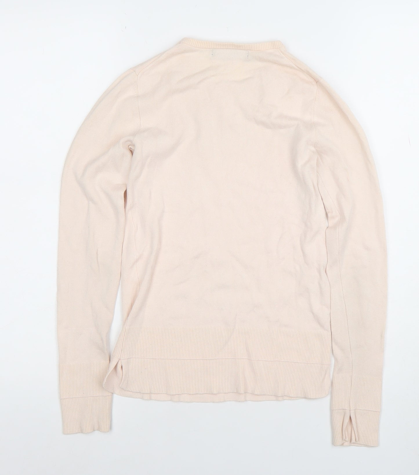 Mango Women’s Beige Cotton Crew Neck Long Sleeve Jumper XS