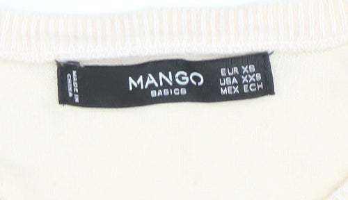 Mango Women’s Beige Cotton Crew Neck Long Sleeve Jumper XS