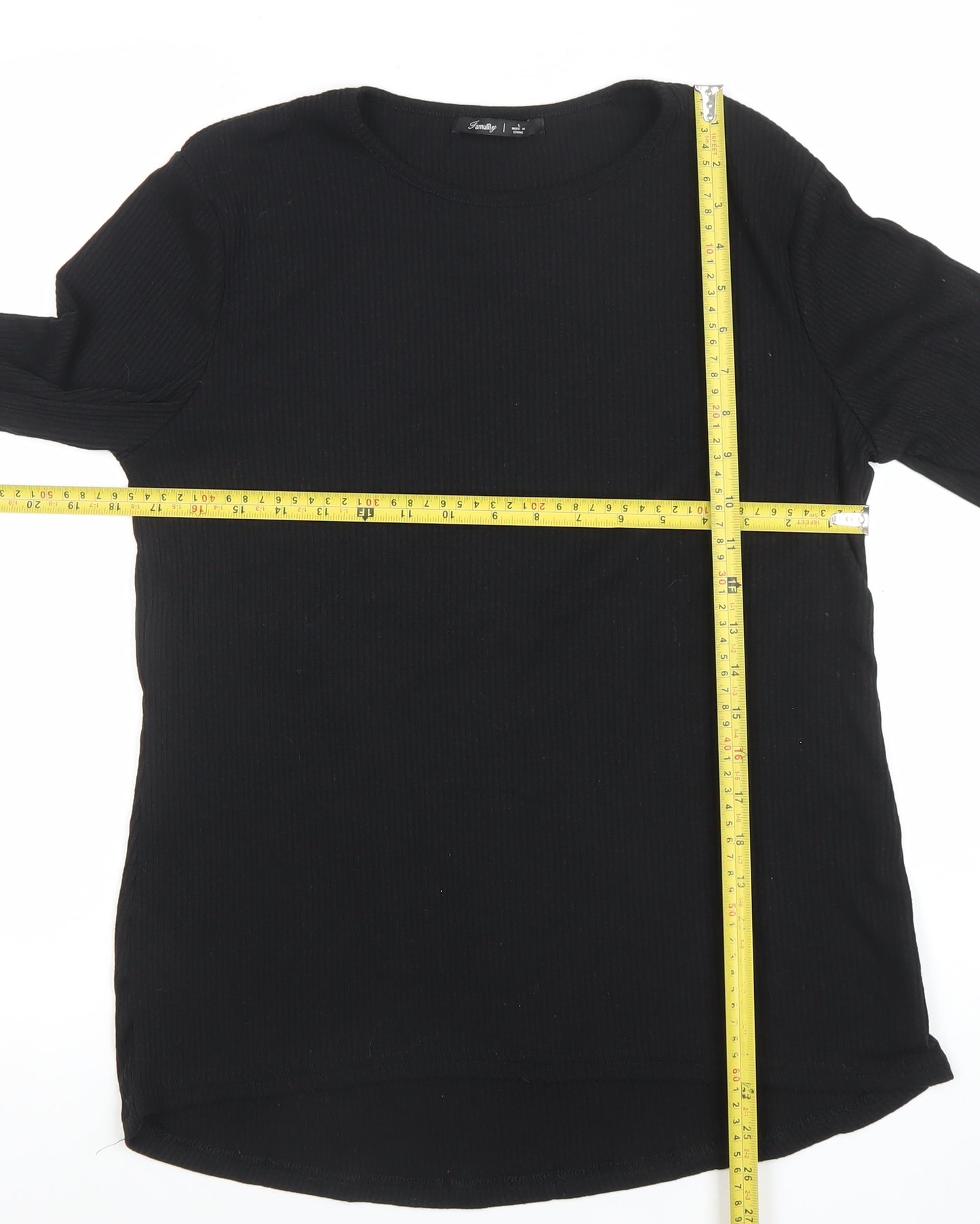 Amarty Women's Black Long Sleeve Basic Crew Neck Stretch Top L
