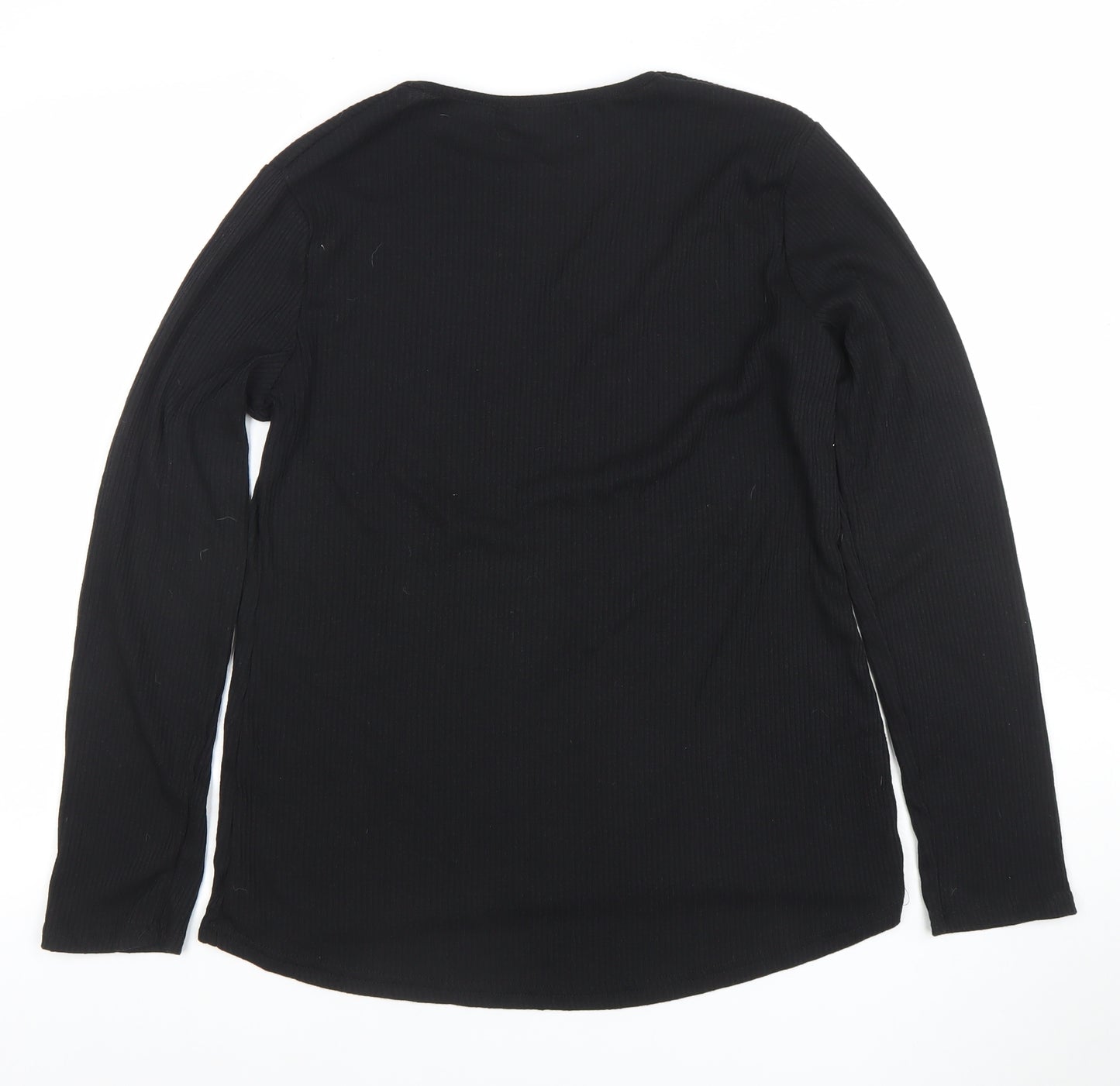 Amarty Women's Black Long Sleeve Basic Crew Neck Stretch Top L