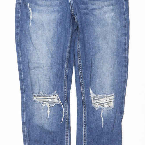 River Island Womens Blue Distressed Boyfriend Jeans Size 6