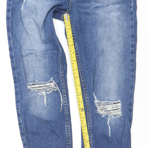 River Island Womens Blue Distressed Boyfriend Jeans Size 6