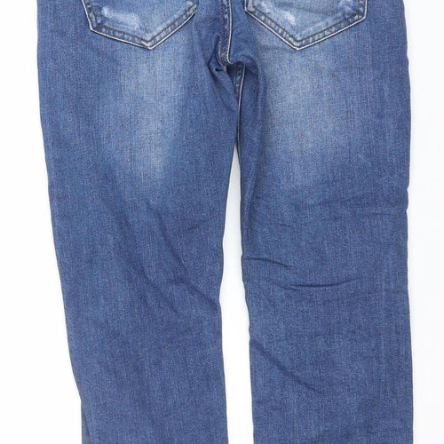 River Island Womens Blue Distressed Boyfriend Jeans Size 6
