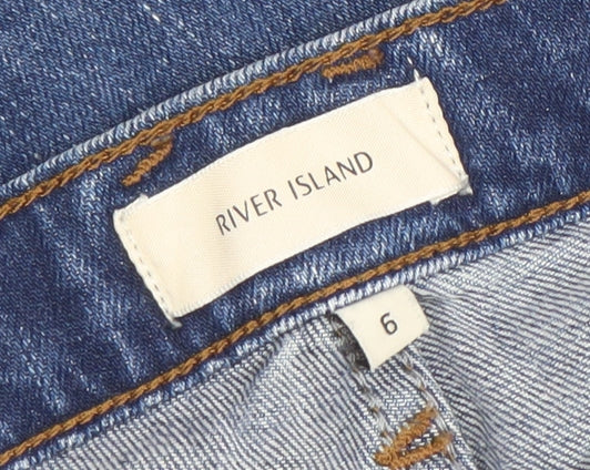 River Island Womens Blue Distressed Boyfriend Jeans Size 6