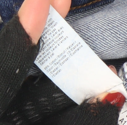 River Island Womens Blue Distressed Boyfriend Jeans Size 6