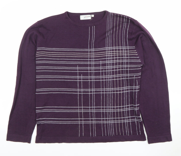 Petroleum Women’s Purple Geometric Crew Neck Acrylic Jumper M