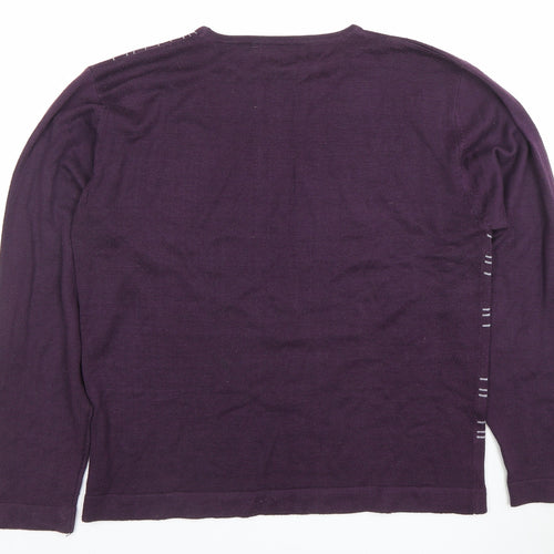Petroleum Women’s Purple Geometric Crew Neck Acrylic Jumper M