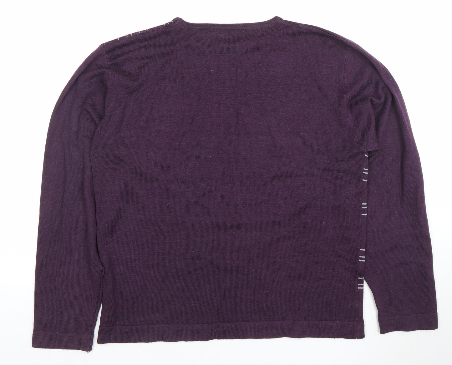 Petroleum Women’s Purple Geometric Crew Neck Acrylic Jumper M