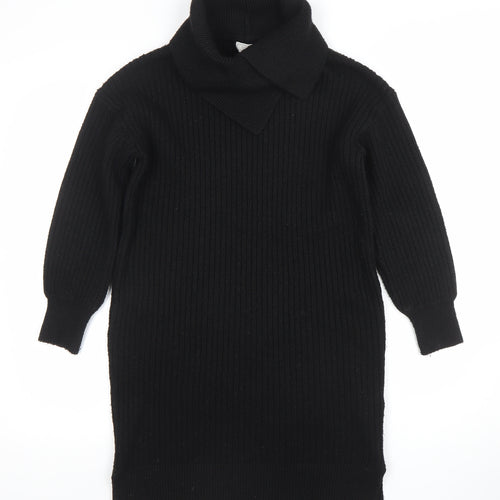 Fat Face Women’s Black Knit Collared Sweater Dress Size M