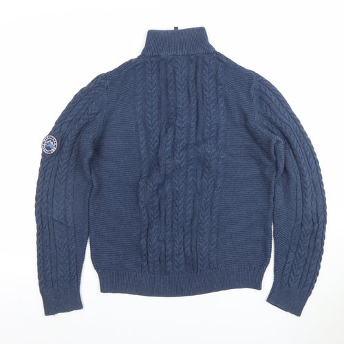 Next Boys Blue Cable Knit 1/4 Zip Jumper 13 Years Cotton Blend Winter