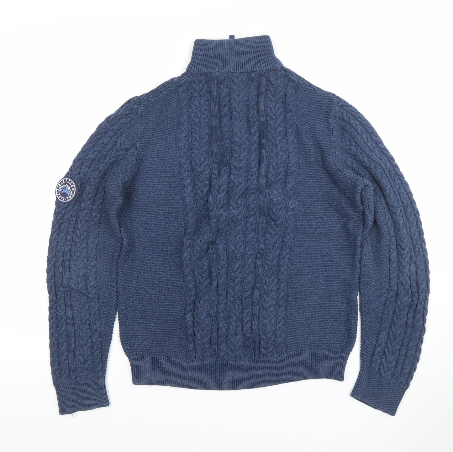Next Boys Blue Cable Knit 1/4 Zip Jumper 13 Years Cotton Blend Winter