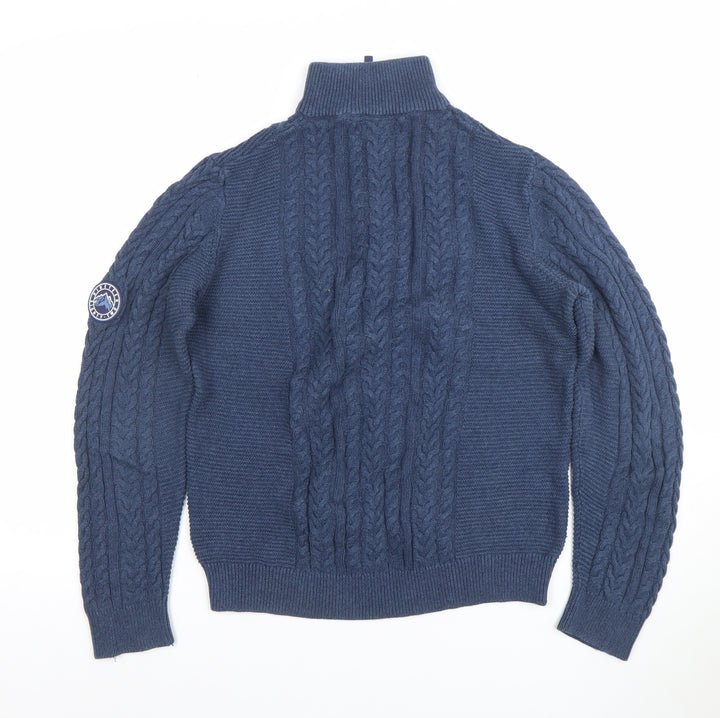 Next Boys Blue Cable Knit 1/4 Zip Jumper 13 Years Cotton Blend Winter