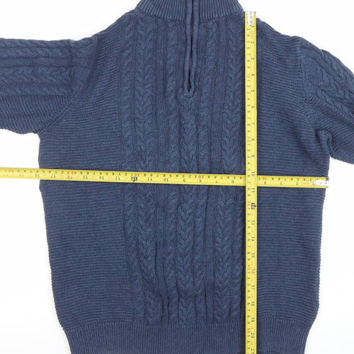 Next Boys Blue Cable Knit 1/4 Zip Jumper 13 Years Cotton Blend Winter
