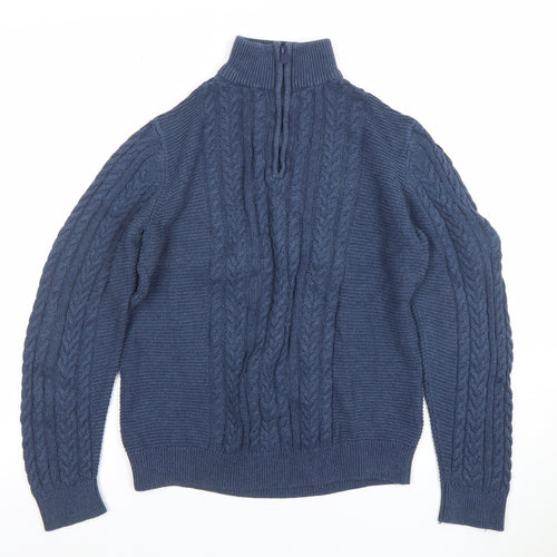 Next Boys Blue Cable Knit 1/4 Zip Jumper 13 Years Cotton Blend Winter