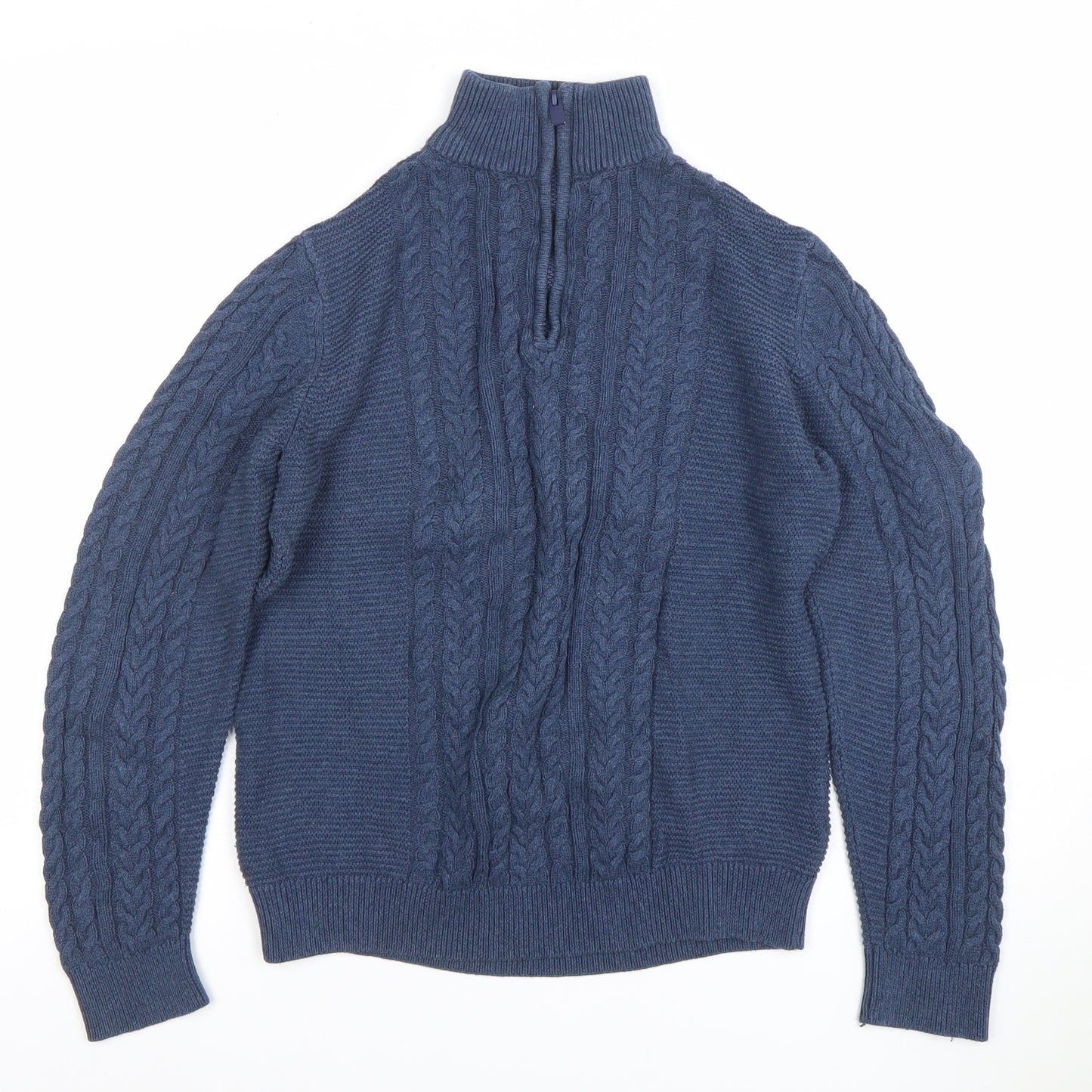 Next Boys Blue Cable Knit 1/4 Zip Jumper 13 Years Cotton Blend Winter