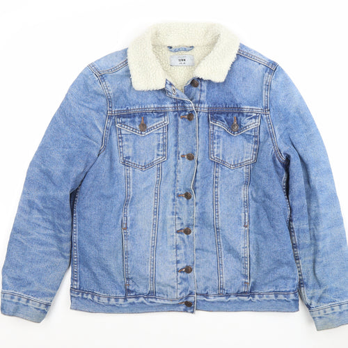 New Look Women Blue Denim Sherpa Lined Jacket Size 12