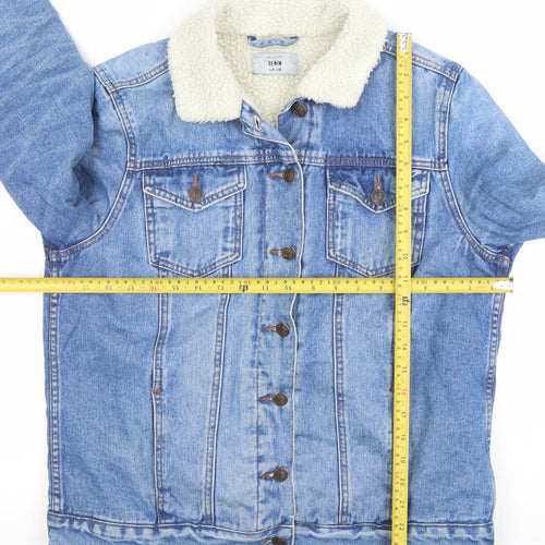 New Look Women Blue Denim Sherpa Lined Jacket Size 12