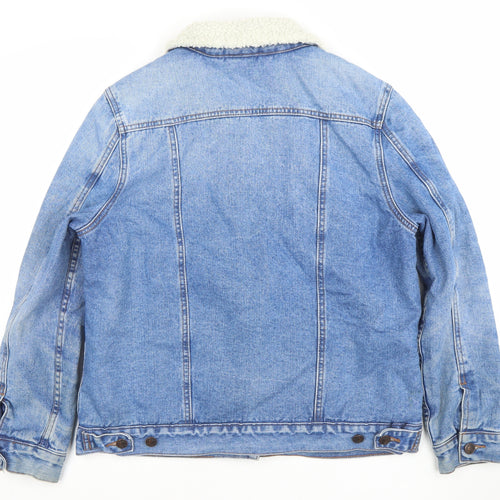 New Look Women Blue Denim Sherpa Lined Jacket Size 12