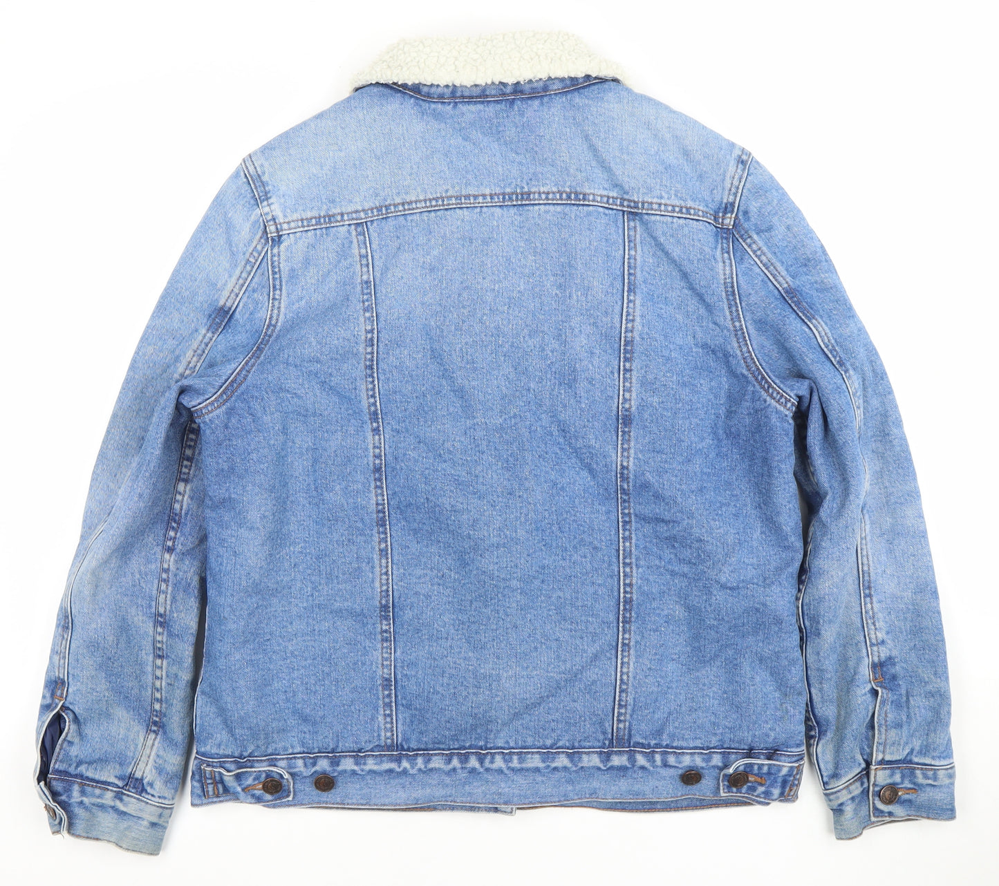 New Look Women Blue Denim Sherpa Lined Jacket Size 12