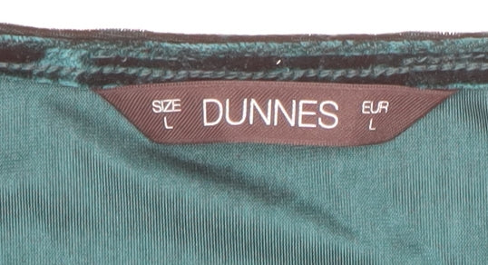 Dunnes Women’s Green Velvet V-Neck Puff Sleeve Tunic Blouse Size L