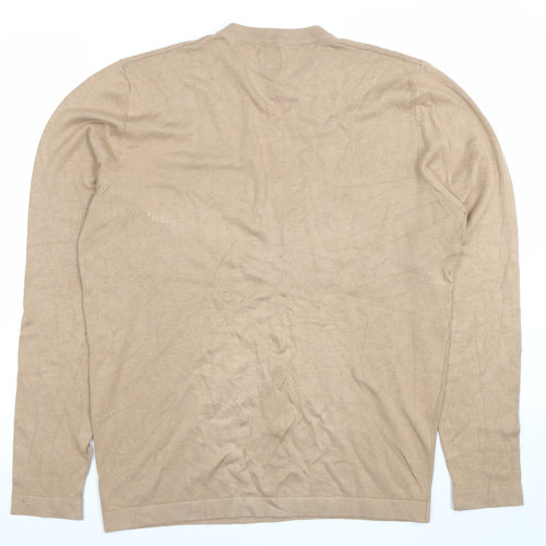 River Island Mens Beige Cotton Crew Neck Jumper L Regular Fit