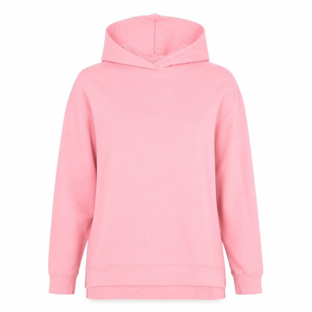 Front view of Dunnes women’s pink pullover long sleeve hoodie, size M