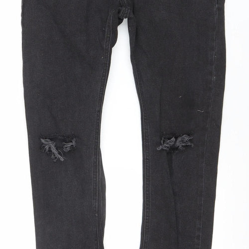 Topman Men's Black Skinny Distressed Jeans 28S Denim Cotton Stretch