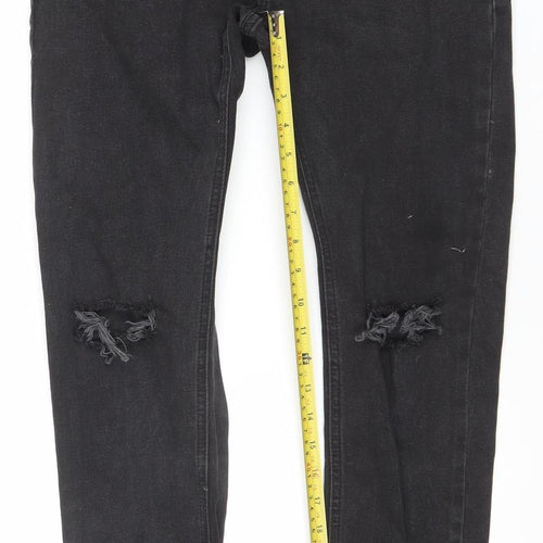 Topman Men's Black Skinny Distressed Jeans 28S Denim Cotton Stretch