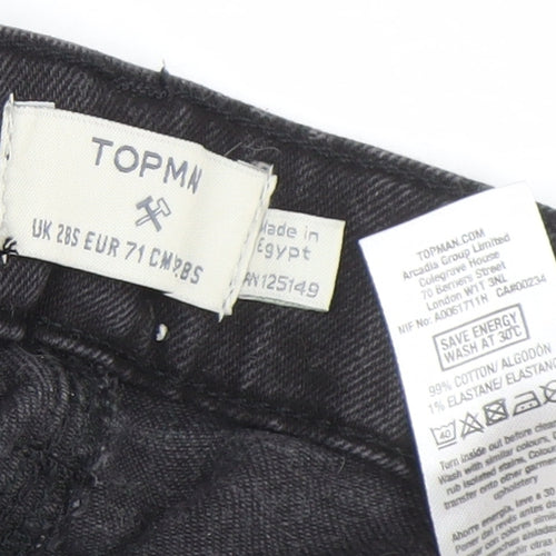 Topman Men's Black Skinny Distressed Jeans 28S Denim Cotton Stretch